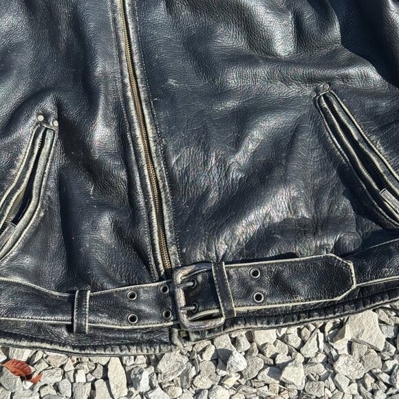 Vintage Harley-Davidson Black Leather Jacket Eagle Back Mens Size L - Picture 4 of 13